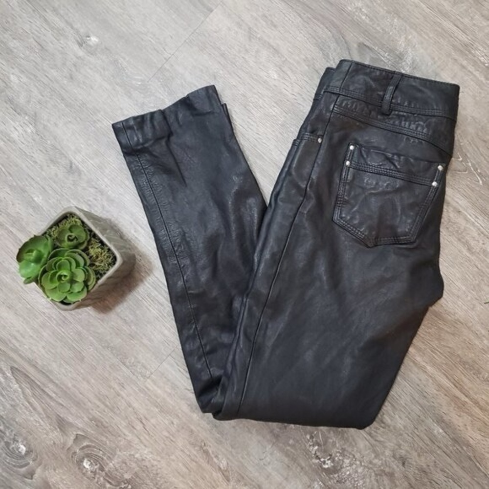 Vintage Danier Genuine Leather Jeans Black Sz 2